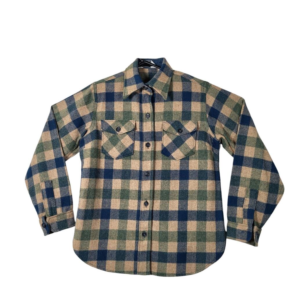 Vintage Woolrich Womens Wool Button Down Shirt Buffalo Check Plaid Size 12